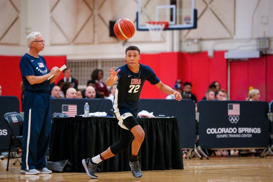 RJ Hampton participates during minicamp for the USA men's junior national team in 2018