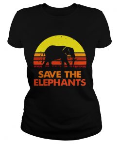 Save the elephants vintage sunset ladies tee