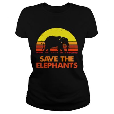 Save the elephants vintage sunset ladies tee