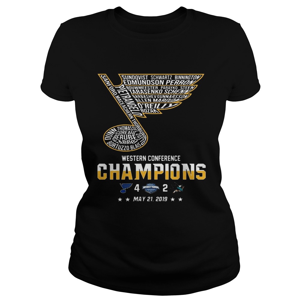 St Louis Blues Western Conference Champions 2019 Hockey T Classic Ladies