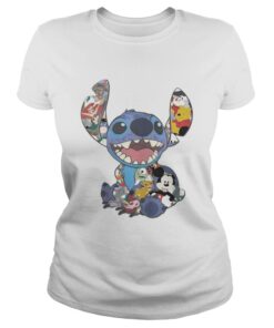 Stitch And Disney Characters ladies tee