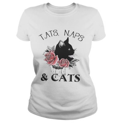 Tats naps and cats flower ladies tee