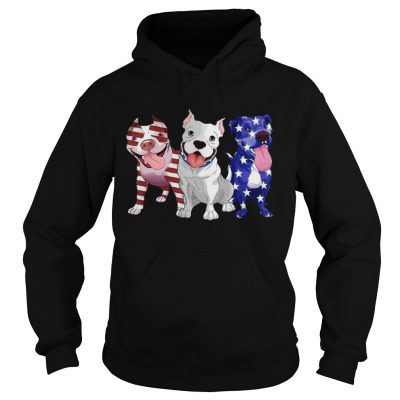 Three Pitbull American Flag hoodie