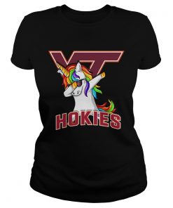 Unicorn dabbing Virginia Tech Hokies ladies tee