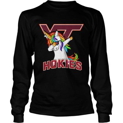 Unicorn dabbing Virginia Tech Hokies longsleeve tee