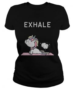 Unicorn yoga exhale ladies tee