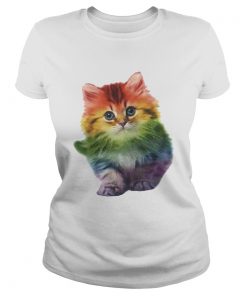 Rainbow Cat LGBT Pride Month ladies tee