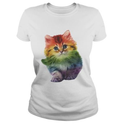 Rainbow Cat LGBT Pride Month ladies tee