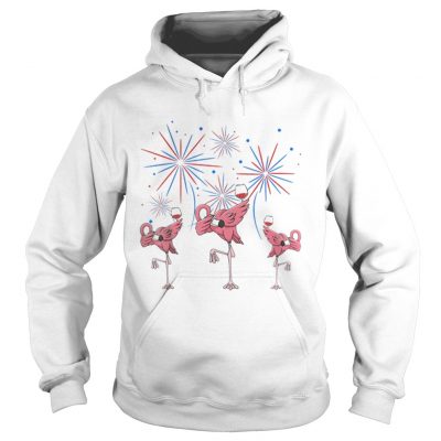 Dabbing Flamingo With Wine Glass Firework 4th Of July American Flag hoodie