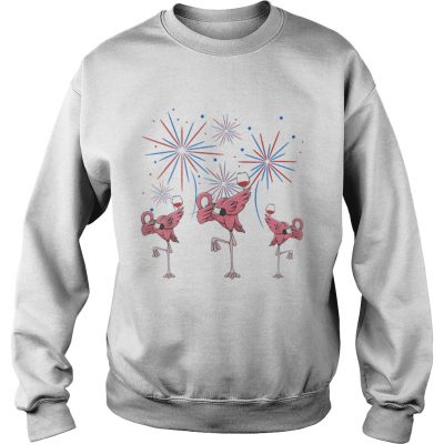 Dabbing Flamingo With Wine Glass Firework 4th Of July American Flag sweatshirt