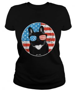 4th Of July Dog American Flag French Bulldog ladies tee