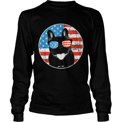 4th Of July Dog American Flag French Bulldog longsleeve tee