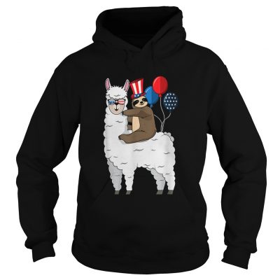 4th Of July Llama and Sloth USA Patriotic American Flag hoodie