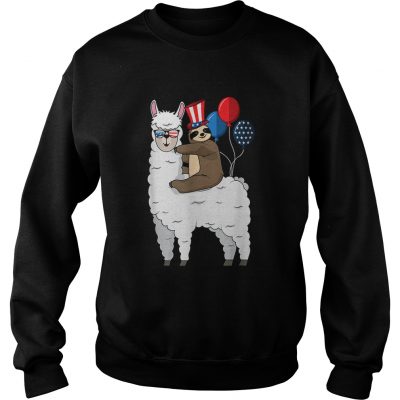 4th Of July Llama and Sloth USA Patriotic American Flag sweatshirt