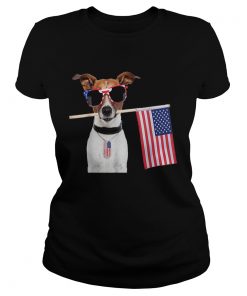 4th Of July American Flag Jack Russel Terrier Dog Tags Shirt Classic Ladies