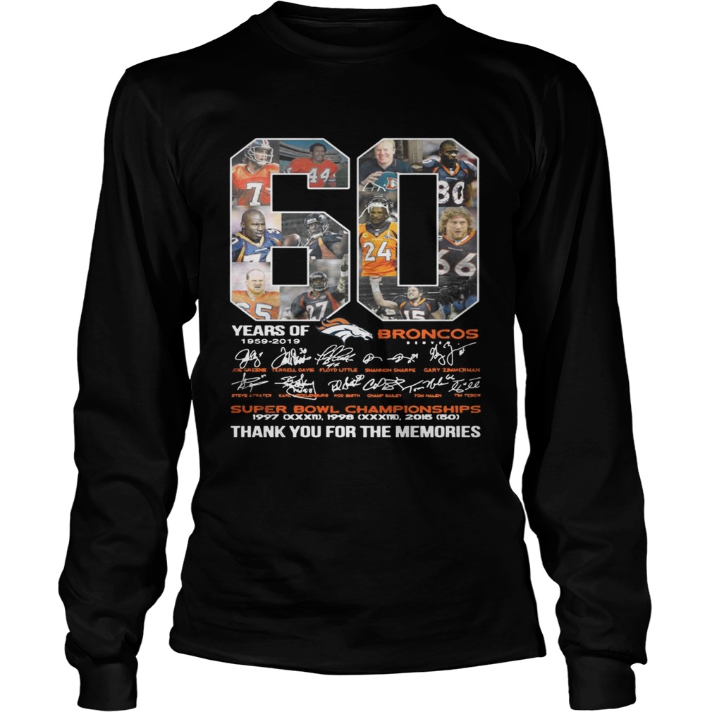 60 years of Denver Broncos signature Super Bowl Champions LongSleeve