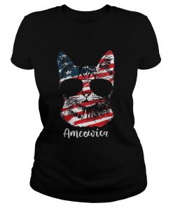 Ameowica 4th of July party meow cat American flag  Classic Ladies