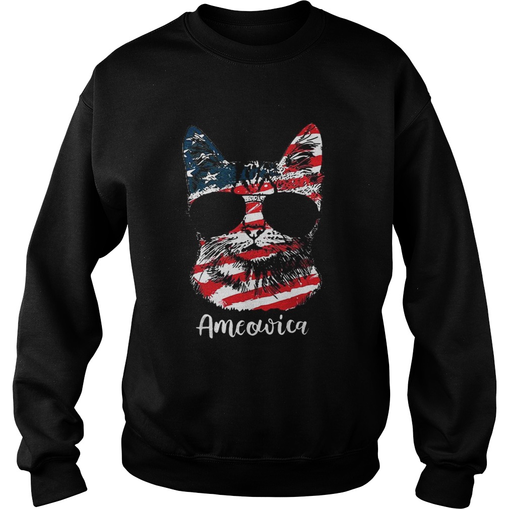 Ameowica 4th of July party meow cat American flag Sweatshirt