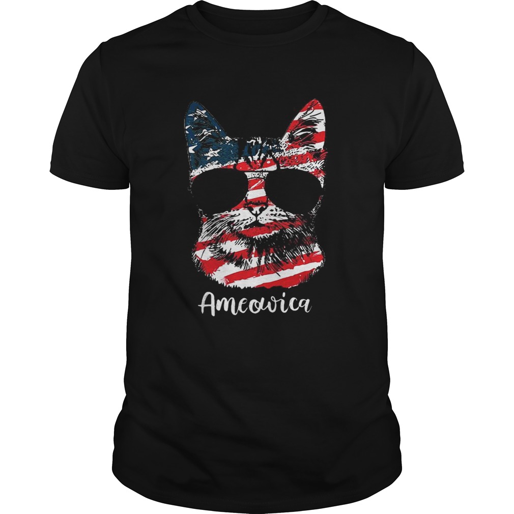 Ameowica 4th of July party meow cat American flag shirt