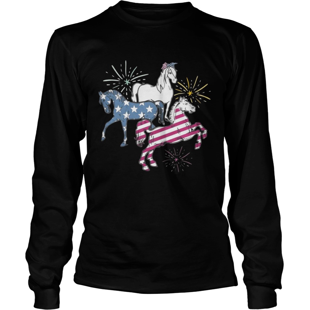 American Flag Horse For Independence Day Funny T LongSleeve