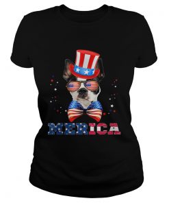 American Flag Merica Patriotic Boston Terrier 4th of July  Classic Ladies