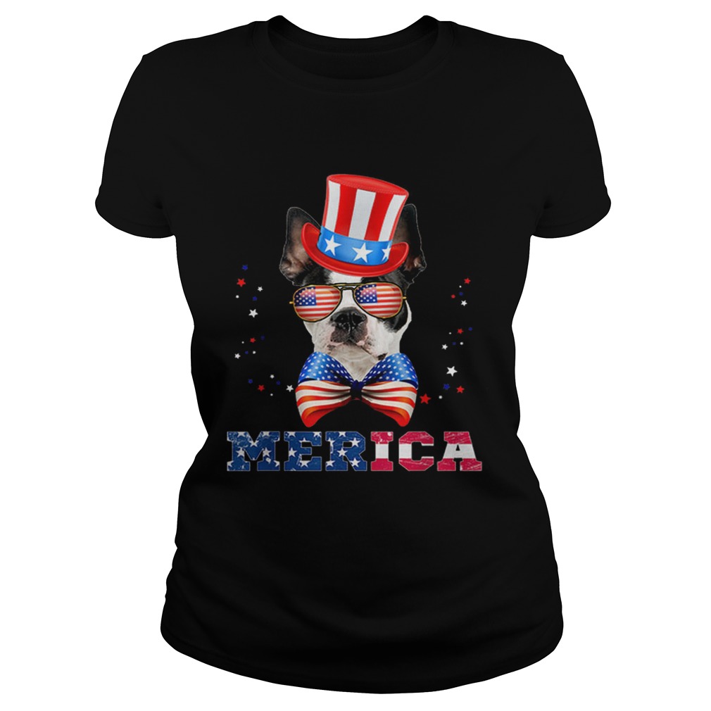 American Flag Merica Patriotic Boston Terrier 4th of July Classic Ladies