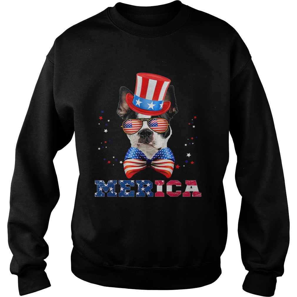 American Flag Merica Patriotic Boston Terrier 4th of July Sweatshirt