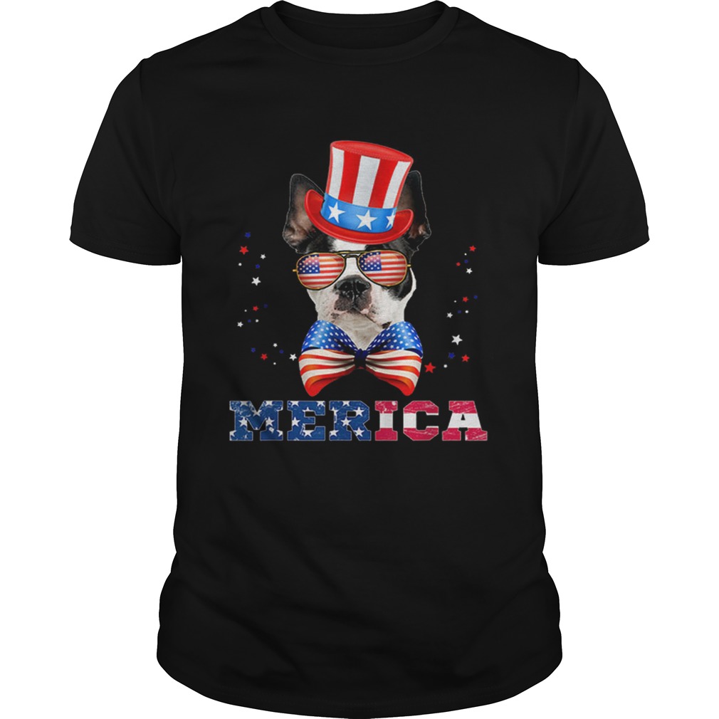 American Flag Merica Patriotic Boston Terrier 4th of July shirt