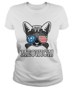 American Flag Patriotic Cat Gift Meowica Shirt Classic Ladies