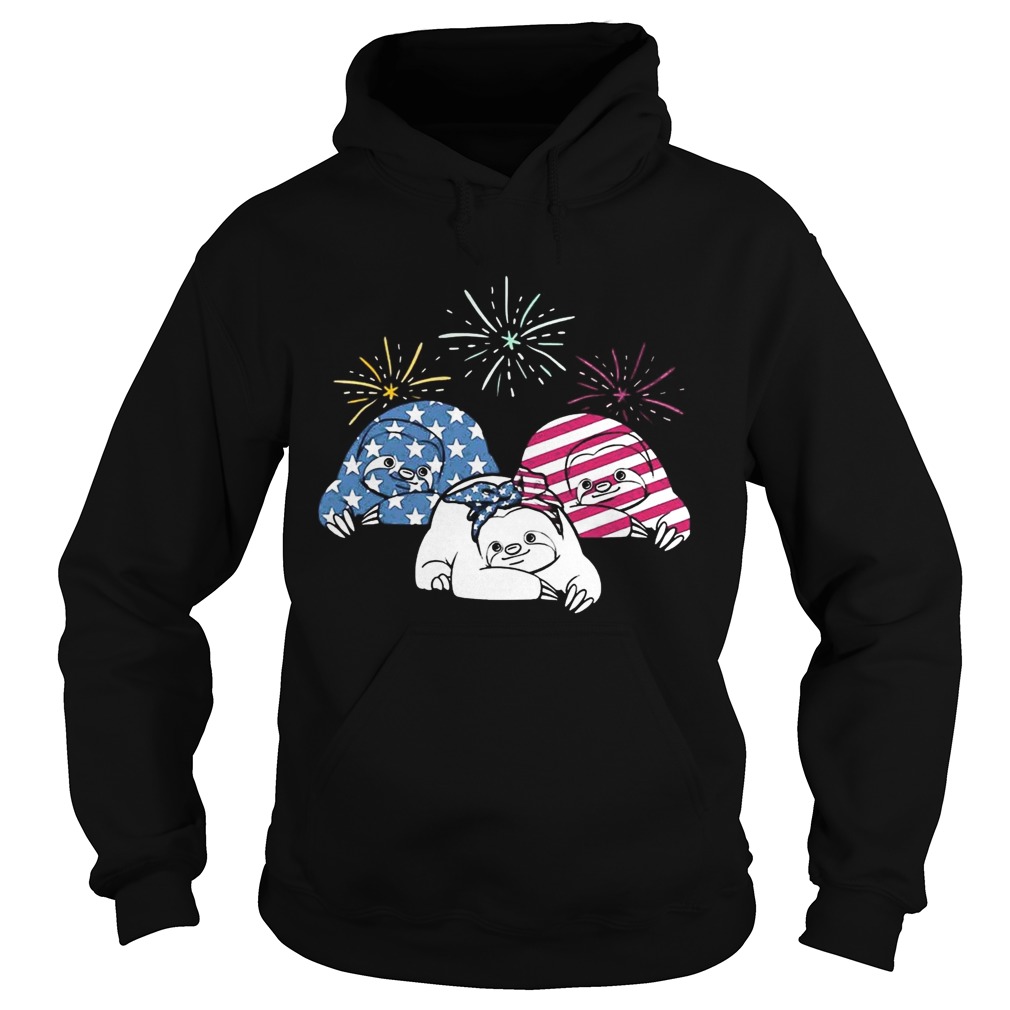 American Flag Sloths For Independence Day Funny T Hoodie