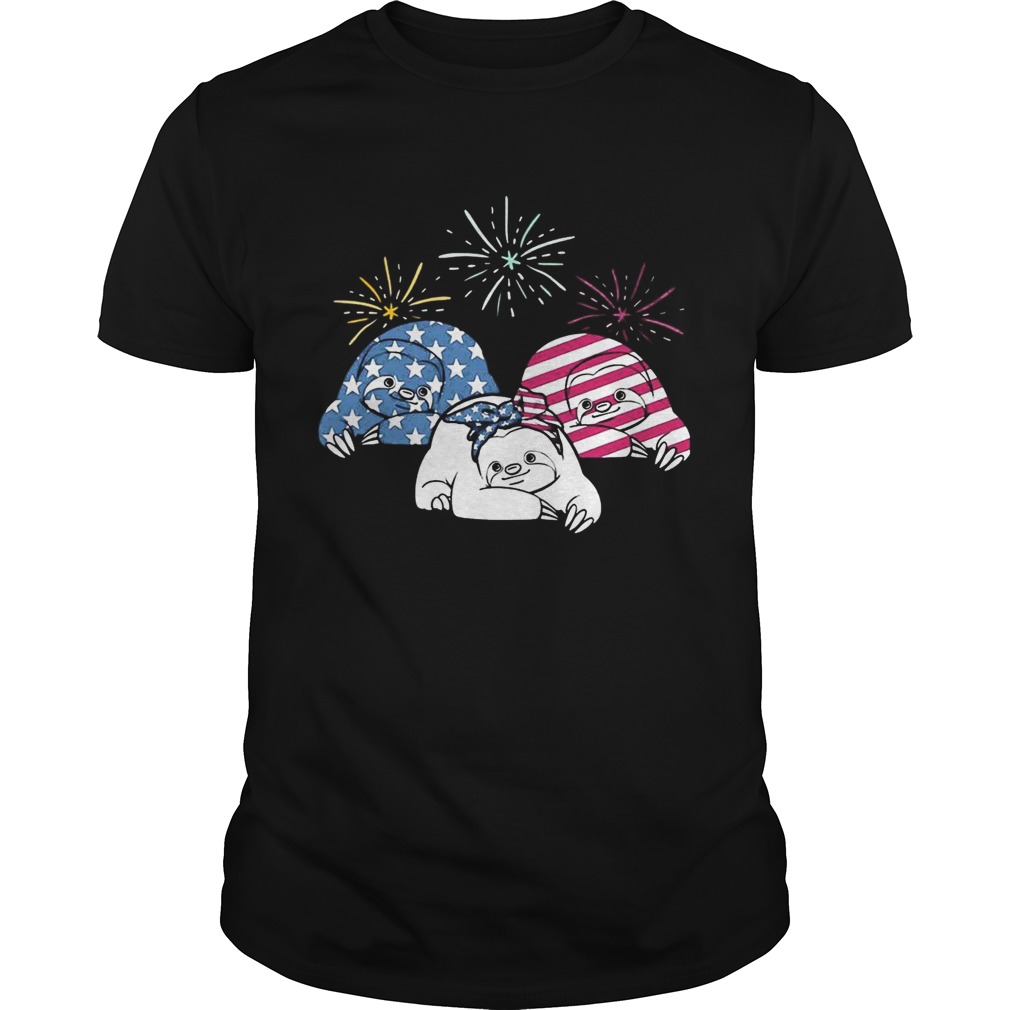 American Flag Sloths For Independence Day Funny Tshirt