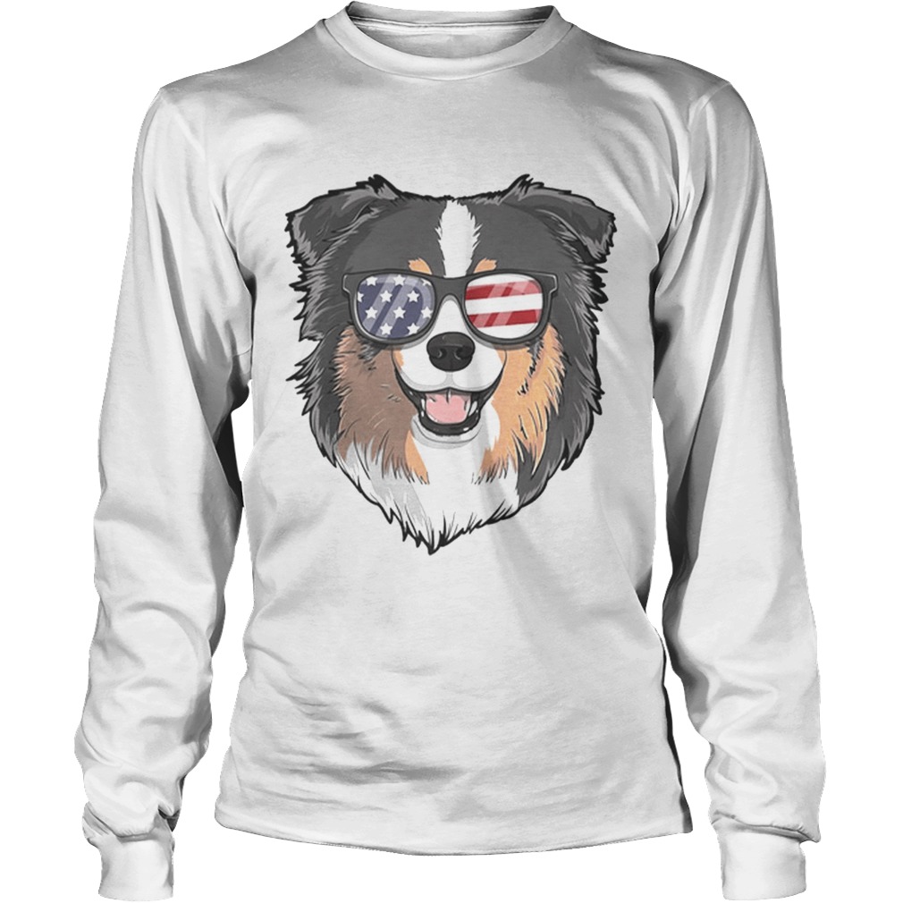 Australian Shepherd Dog Patriotic Usa 4th Of July American Premium LongSleeve