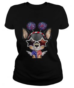 Black White And Tan Long Coat Chihuahua Usa Patriotic  Classic Ladies