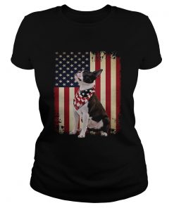 Boston Terrier dog American flag Shirt Classic Ladies