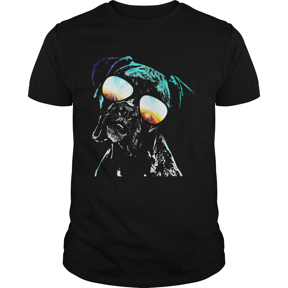 Boxer wearing glasses neon dog shirt