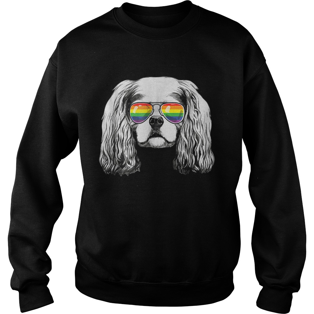 Cavalier king charles spaniel Gay Pride Flag Sunglasses Sweatshirt