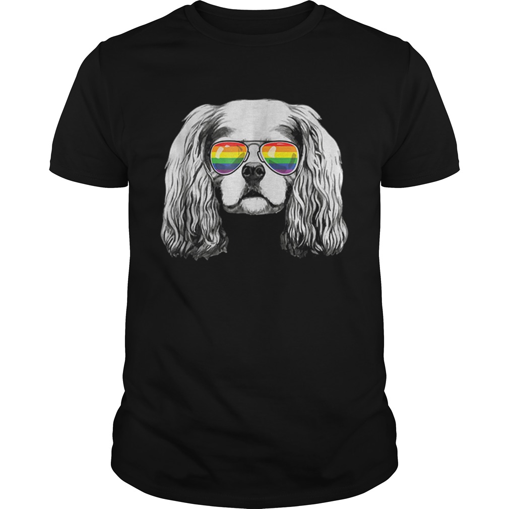 Cavalier king charles spaniel Gay Pride Flag Sunglasses shirt