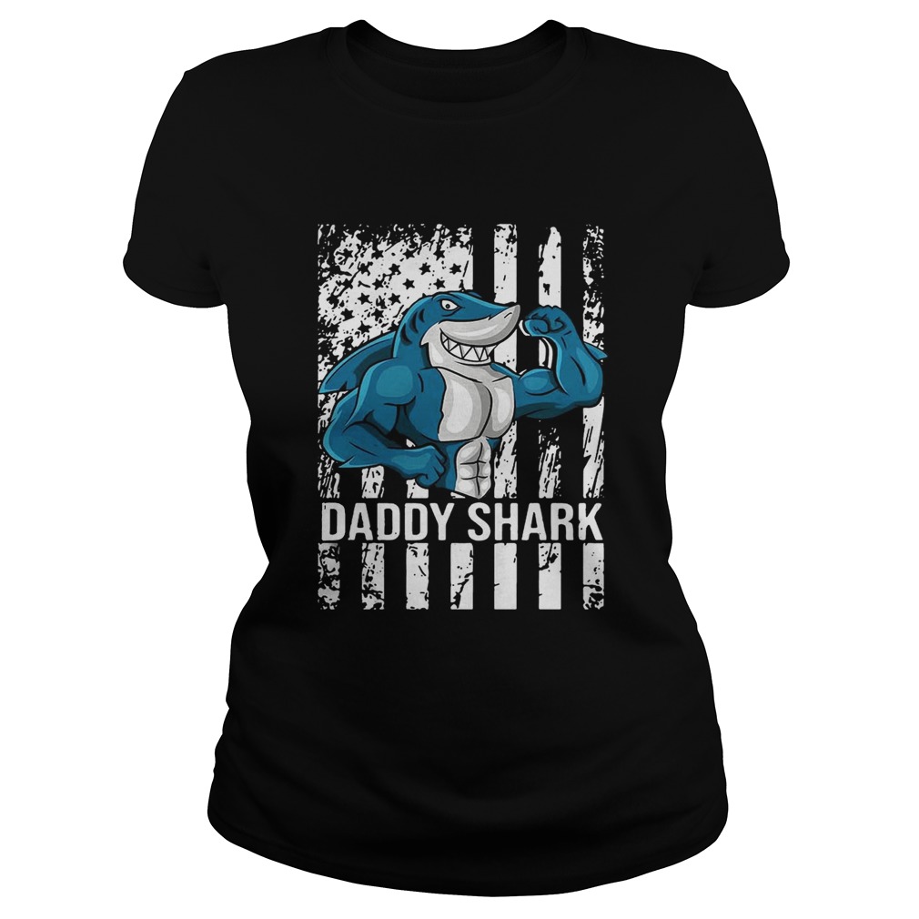 Daddy shark American flag Classic Ladies