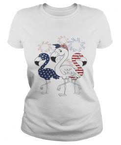 Flamingo 4th of July independence day American flag fireworks  Classic Ladies