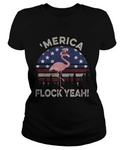 Flamingo America Flag flock yeah sunset  Classic Ladies