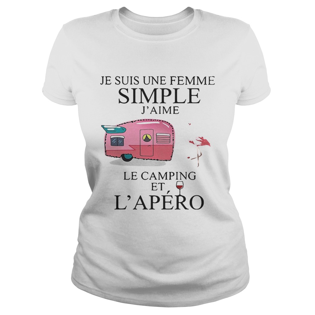 Flamingo Je suis une femme simple jaime le camping et lapero Classic Ladies