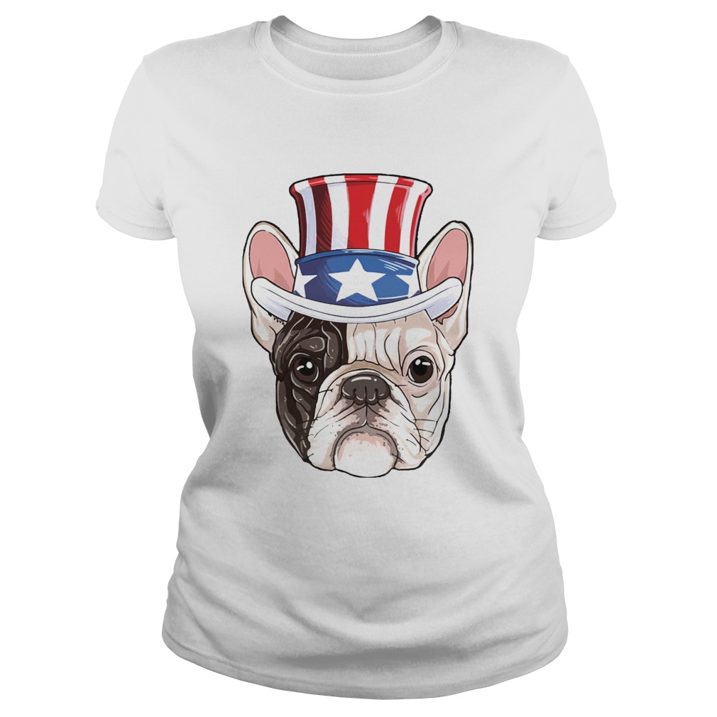 French Bulldog 4th Of July American Flag Shirt Classic Ladies