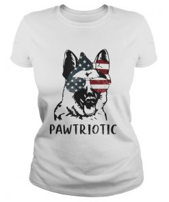 German Shepherd Pawtriotic With American Flag 4th Of July  Classic Ladies