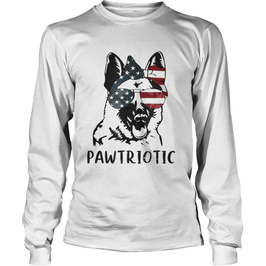 German Shepherd Pawtriotic With American Flag 4th Of July LongSleeve