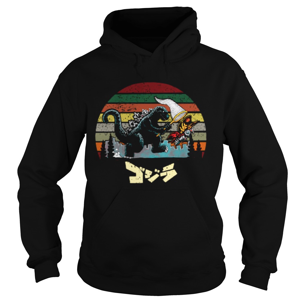 Godzilla catching kaiju vintage sunset Hoodie