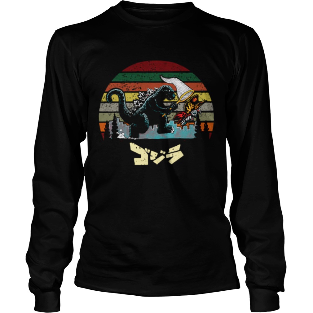 Godzilla catching kaiju vintage sunset LongSleeve