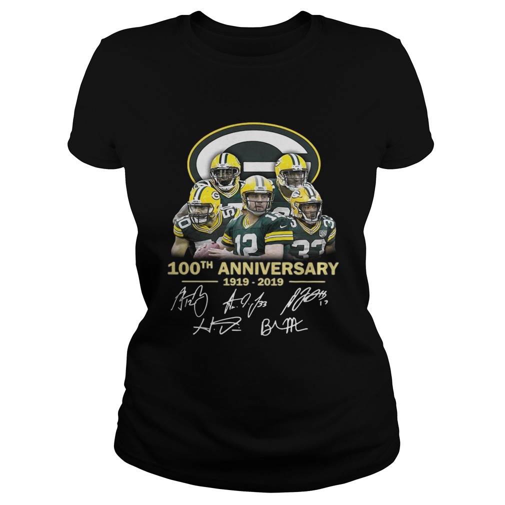 Green Bay Packers 100th anniversary 1919 2019 signature Classic Ladies