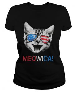 Meowica 4th Of July Cat Usa American Flag Shirt Classic Ladies