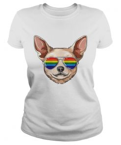 Nice Chihuahua Gay Pride Flag Lgbt Rainbow Sunglasses Chihuahua Shirt Classic Ladies