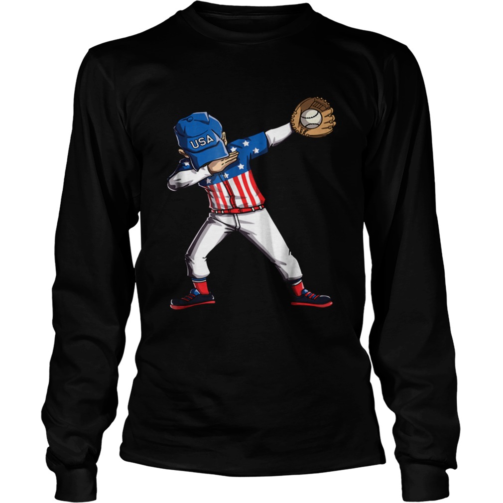 Original Baseball Dabbing Usa Merica 4th Of July Dab Dance LongSleeve